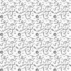 Seamless doodle pattern with abstract lines and scribbles.
