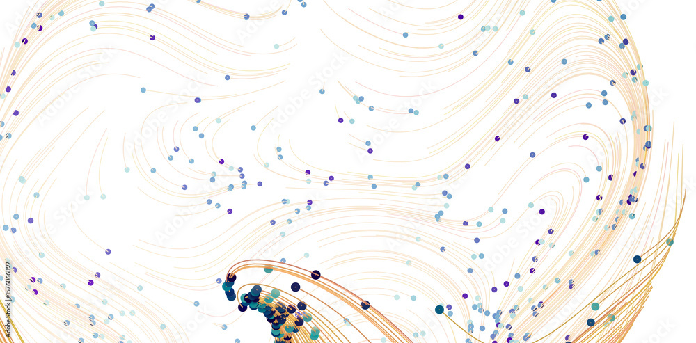 Poster colorful abstract background with flowing lines and data points. perfect for tech, ai, or science co