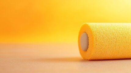 Obraz premium Yellow Paint Roller on Orange Background Close-up