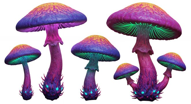 Colorful gradient mushrooms illustration