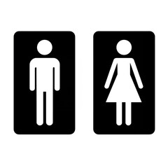 Restroom Door Sign Icons Set on Transparent Background