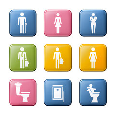 Minimalist Washroom Symbols for Toilet Doors