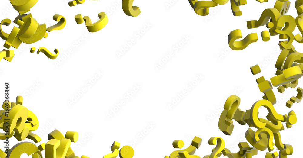 Poster infinite question marks, original 3d rendering
