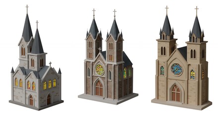 Fototapeta premium Low poly church buildings illustration
