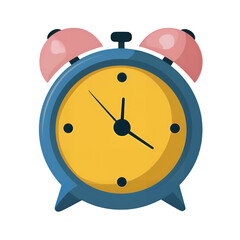 Flat Style Alarm Clock Icon on Transparent Background