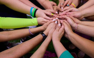 Unity and Collaboration Let Us Form a Circle of Hands Coming Together in Strong Community