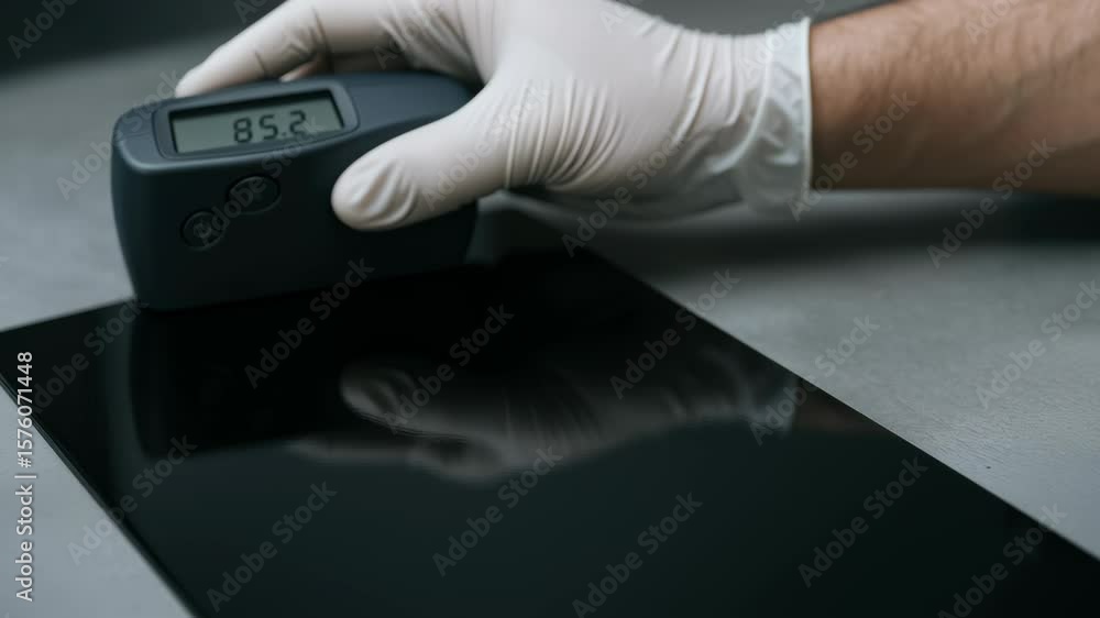 Aufkleber quality control manufacturing processes utilize precise gloss meter measurement of surface propertie