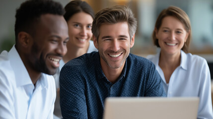 Fototapeta premium Diverse Team Collaboration in Modern Office Setting