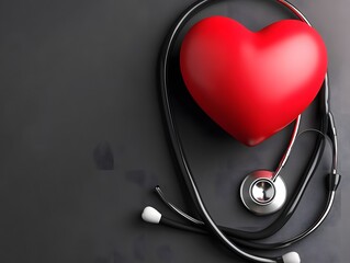 Red Heart with Stethoscope Medical Healthcare Concept