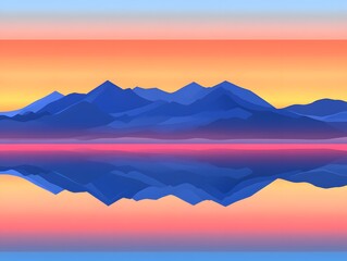 Serene Sunset Mountain Lake Reflection Landscape