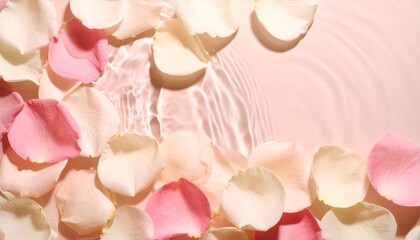Pink beige with petals and water textures