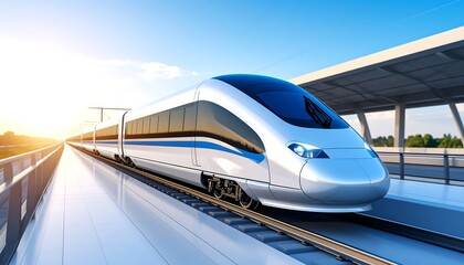 Obraz premium Modern high-speed train on platform