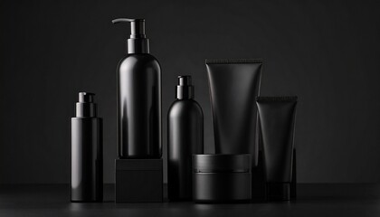 Men's cosmetics placed on black background