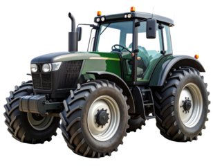 Classic Green Farm Tractor Side View – Isolated on White Background