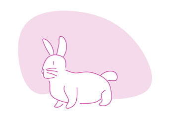 simple line drawing of a rabbit, representing softness, innocence, nature, and springtime. 