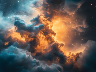 Fiery Nebula Cloudscape Cosmic Abstract Art