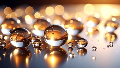 A background where water droplets reflect light like lenses
