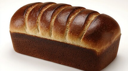 Sliced loaf of bread on white background