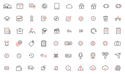 Vector Collection of Simple Linear Minimalist Icons to  Multimedia and Navigation for Mobile Apps, Web Interfaces, Dashboards, Presentations, Infographics