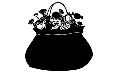 Halloween Candy – Black and White Vector Illustration