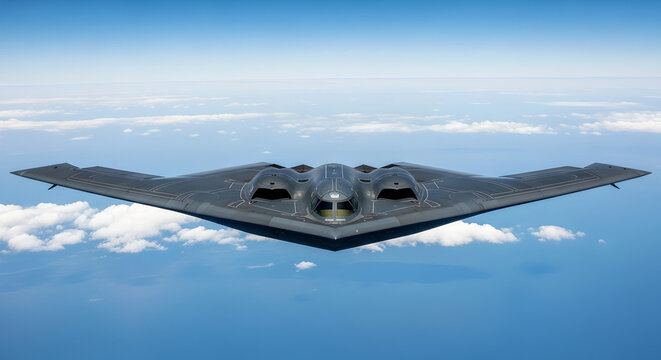 Northrop B-2 Spirit Bomber in the blue sky