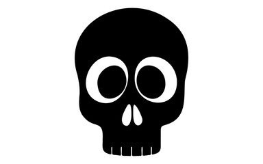 Spooky Skull Outline – Black and White Halloween Cartoon