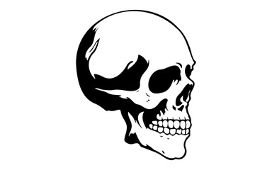 Spooky Skull Outline – Black and White Halloween Cartoon