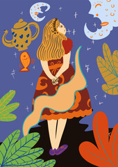 princess hand drawing illustration poster design
