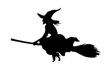 Halloween Witch Silhouette – Hand Drawn Vector Illustration