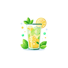 glass citrus drink with fresh lemon lime