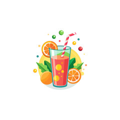 fruit smoothie in glass with sliced fruits
