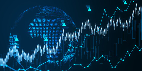 world map Forex and trade graph background