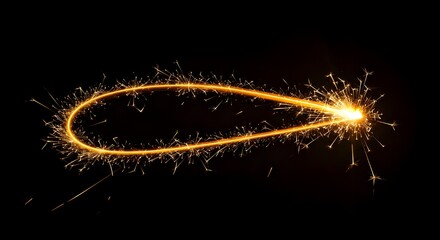 Sparkler Light Painting on Black Background
