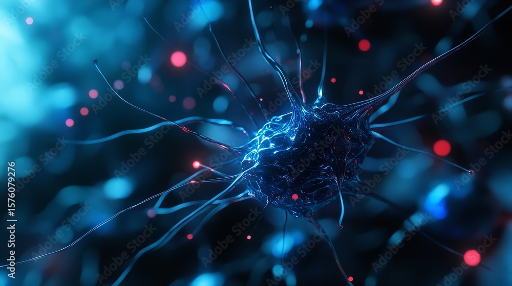Poster neural network artificial intelligence ai deep learning neuron synapse connection technology concept