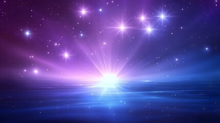 Obraz premium Colorful celestial scene with vibrant stars and light rays.