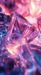 Crystal Structure Shimmers in Pink and Blue Light Macro