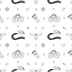 Sex toys BDSM vector doodle seamless pattern