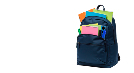 A backpack filled with school supplies, perfect for the new semester.