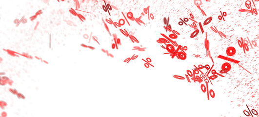 Abstract image of red percentage symbols falling. Perfect for sales, discounts, and promotions.