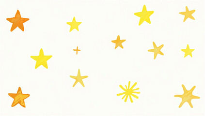 Golden Stars Watercolor Illustration on Cream Background


