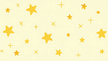 Golden Stars Watercolor Illustration on Cream Background


