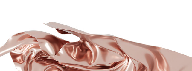 Elegant rose gold silk fabric flowing. Perfect for luxury branding, beauty, fashion, and cosmetic designs.