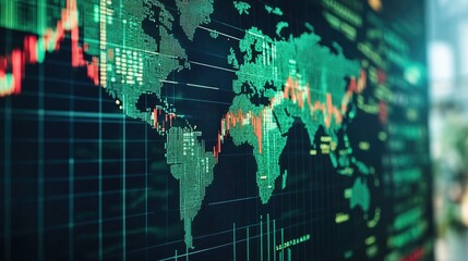 Global financial data displayed on a screen.