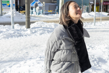 young woman in winter