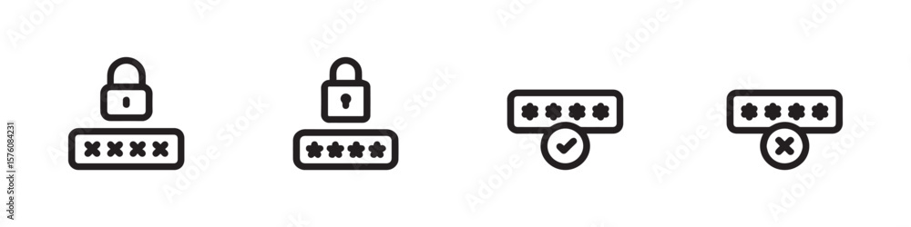 Poster password icon. password security. lock and pin code for safety and protection.