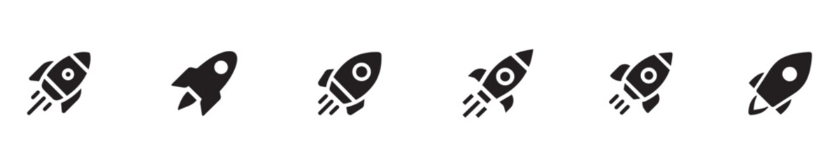 Rocket icons set. Rocket launched icon vector. Rocket ship collection. Vector Illustration