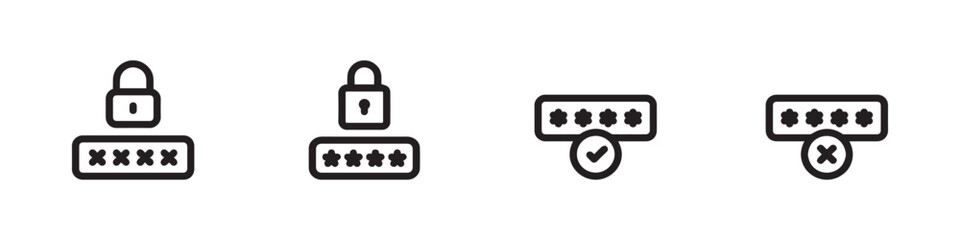 Password icon. Password security. Lock and pin code for safety and protection. 