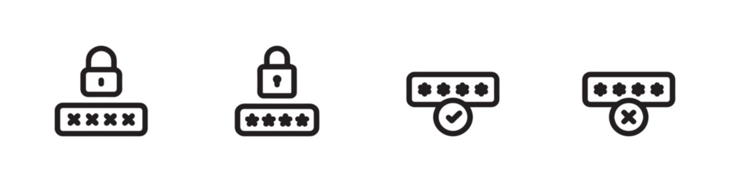 Password icon. Password security. Lock and pin code for safety and protection. 