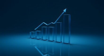 Fototapeta premium 3D Crystal Business Graph Showing Financial Growth