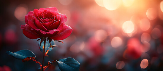 
red rose at sunrise